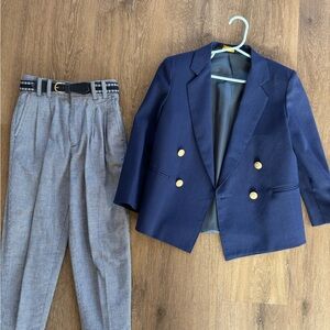 Kids Navy Blazer and Gray Pants Set